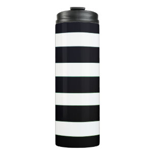 Simple Chic Elegant Black And White Striped  Thermal Tumbler