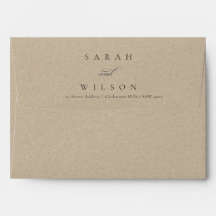 Simple Chic Elegant Script White Kraft Wedding Envelope