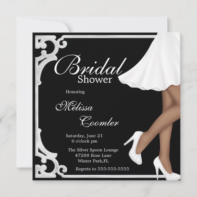 Simple Chic Elegant White Bridal Shower Invitation (Front)