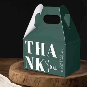 Simple Chic Emerald Green Bold Thank You Wedding Favour Box