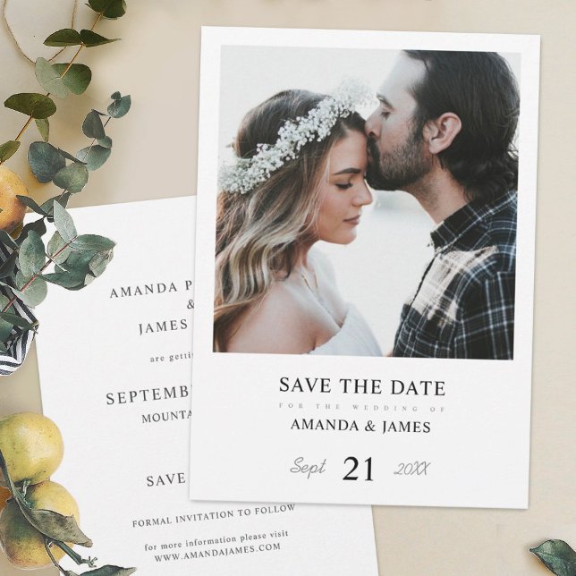 Simple Chic Engagement Save the Date Custom Photo Invitation (Creator Uploaded)