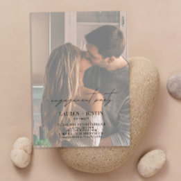 Simple Chic Faded Photo Engagement Party Invitation