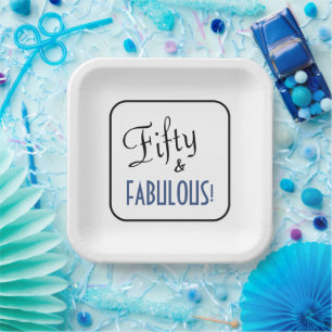 Simple Chic Fifty & FABULOUS! Birthday Party Paper Plate