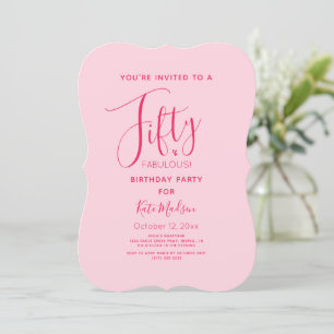 Simple Chic Fifty & FABULOUS! Pink Birthday Party  Invitation