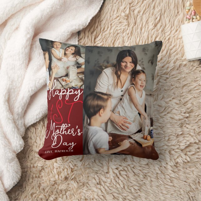 Simple & Chic first Mother Days Gift Photo Collage Cushion (Blanket)
