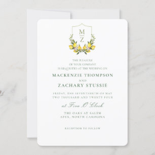 Simple Chic Floral Citrus Wedding Invitation