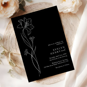 Simple Chic Floral Elegant Wedding Black & Silver