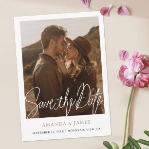 Simple Chic Gold Modern Photo Wedding Save The Date