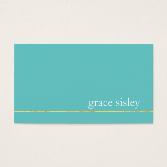 Simple Chic Gold Striped Modern Stylish Turquoise Business Card