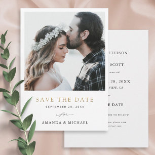 Simple Chic Gold Text Photo  Save The Date