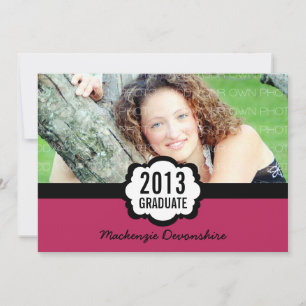 Simple Chic Graduation Invitation, Fuchsia Invitation