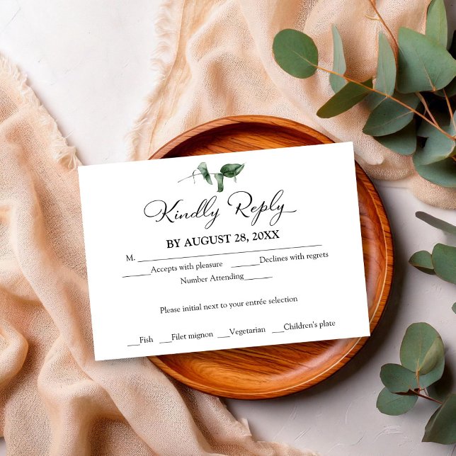 Simple Chic Greenery Eucalyptus Wedding RSVP Card (Creator Uploaded)