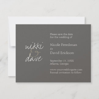 Simple chic grey shimmer wedding announcement