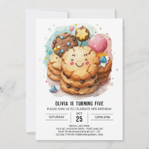 Simple Chic Happy Cookies Birthday Invitation