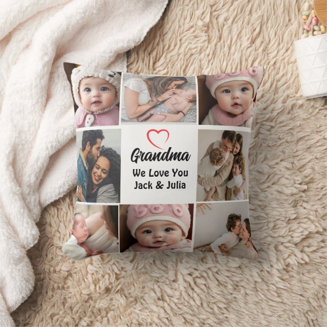 Simple & Chic | Heart Photo Collage for Grandma  Cushion (Blanket)