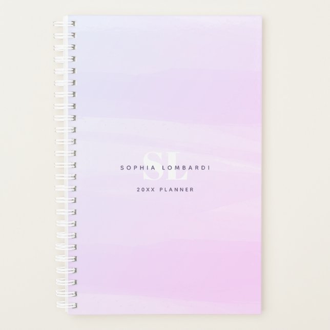 Simple Chic Lavender Watercolor Wash Planner (Front)