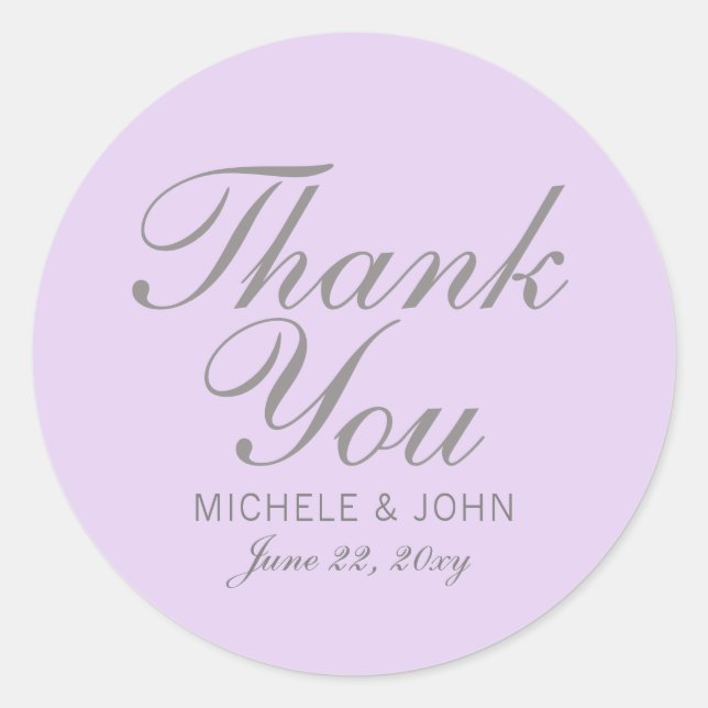 Simple Chic Lilac Thank You Favor Stickers (Front)