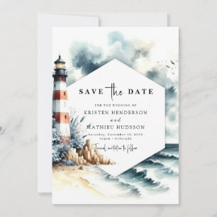 Simple Chic Minimalism Lighthouse Wedding Save The Date