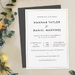 Simple Chic Minimalist Elegant Gold Accent Wedding Invitation<br><div class="desc">This simple, elegant wedding invitation card has a timeless, minimalist design. The default setting for the text colour on the front is black. The border on the front is a colour called 'old gold.' You can change the colour of this line in the editing mode. Take note however that if...</div>