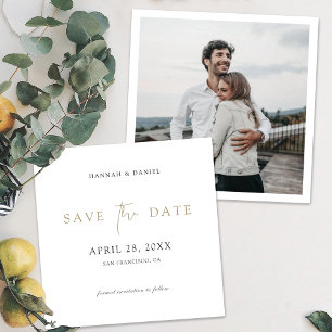 Simple Chic Minimalist Modern Gold Script Wedding Save The Date