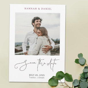 Simple Chic Minimalist Modern Script Photo Wedding Save The Date