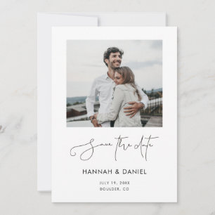 Simple Chic Minimalist Modern Script Photo Wedding Save The Date