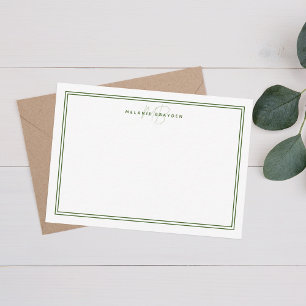 Simple Chic Minimalist Monogram Two Border Green Card