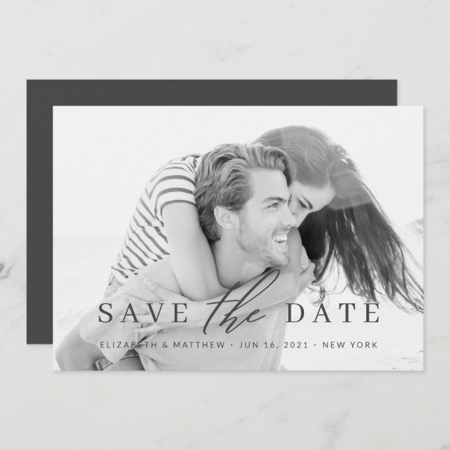 Simple Chic Minimalist Photo Wedding Save The Date (Front/Back)