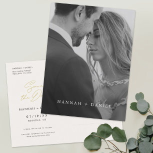 Simple Chic Minimalist Photo Wedding Save the Date Invitation Postcard