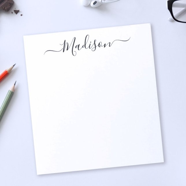 Simple Chic Minimalist Swirly Script Custom Name Notepad (Creator Uploaded)