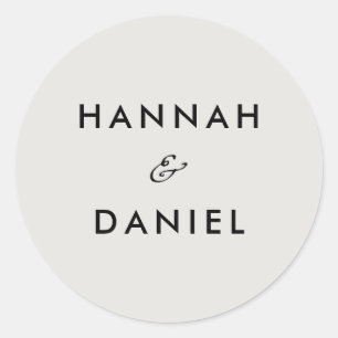 Simple Chic Minimalist Wedding Invitation & Favour Classic Round Sticker