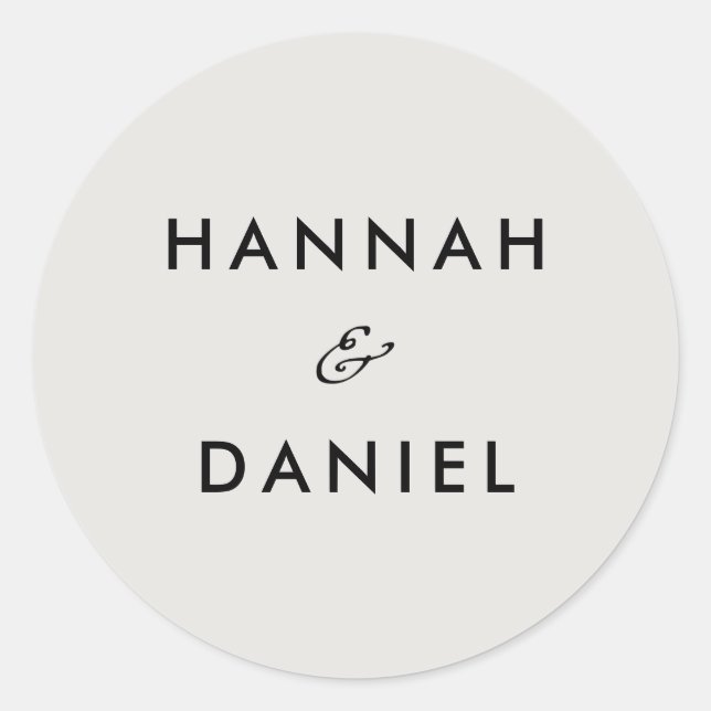 Simple Chic Minimalist Wedding Invitation & Favour Classic Round Sticker (Front)