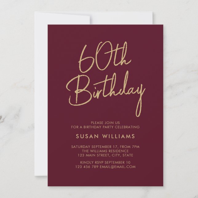 Simple Chic Modern 60th Birthday Invitation (Front)