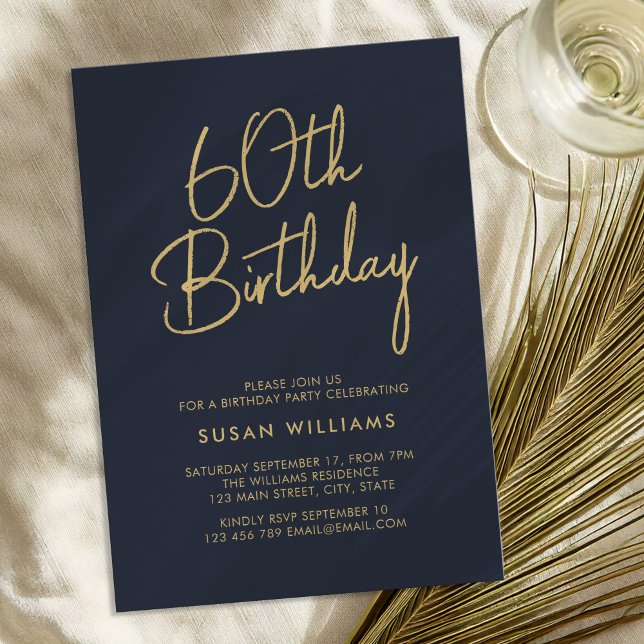 Simple Chic Modern 60th Birthday Invitation (Creator Uploaded)