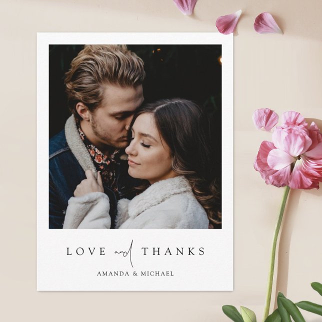 Simple Chic Modern Custom Photo Wedding Thank You Postcard (Creator Uploaded)