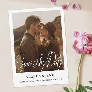 Simple Chic Modern Photo Engagement  Save The Date