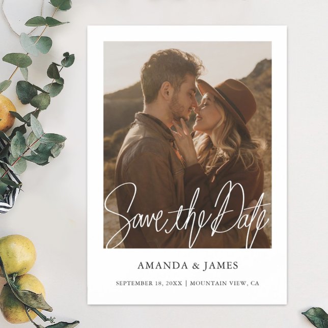 Simple Chic Modern Photo Wedding Save the Date   Magnetic Invitation (Creator Uploaded)