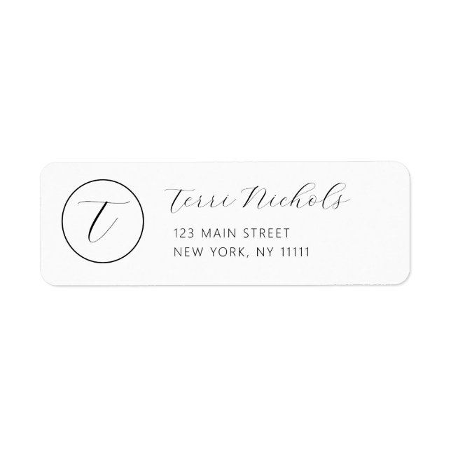 Simple Chic Monogram Return Address Label (Front)