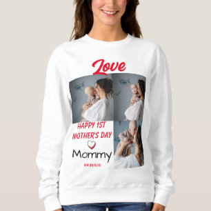 Simple & Chic Mother Days Gift Three Photo Collage Sweatshirt