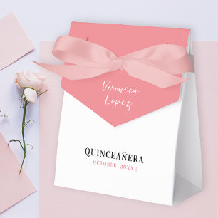 Simple Chic Pastel Peach Pink Mis Quinceañera Favour Box