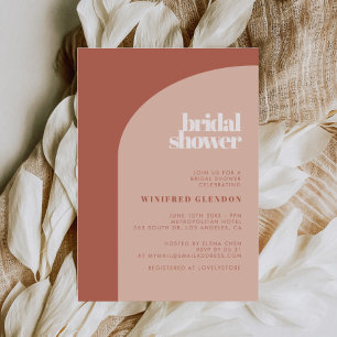 Simple chic peach terracotta arch Bridal shower Invitation
