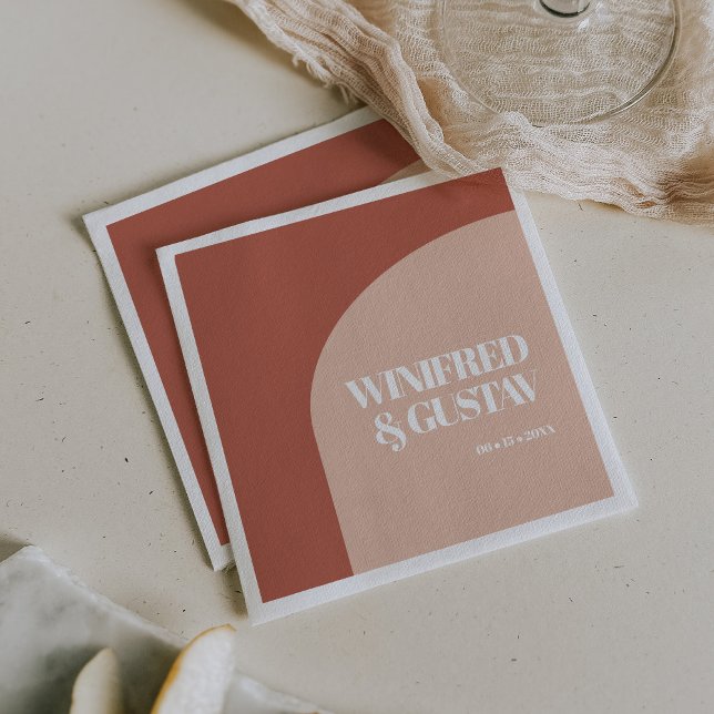 Simple chic peach terracotta arch wedding napkin (Creator Uploaded)