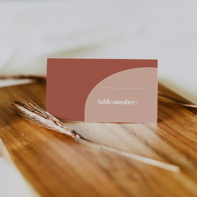 Simple chic peach terracotta arch wedding place card (Creator Uploaded)