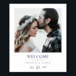 Simple Chic Photo Custom Wedding Welcome Poster<br><div class="desc">Please check our Wedding Welcome Poster Collection for more chic photo wedding welcome designs! This simple, chic photo wedding welcome sign template features a clean, modern design. The default text colour is an elegant medium dark shade of blue. When you edit the text to show your own details, you can...</div>