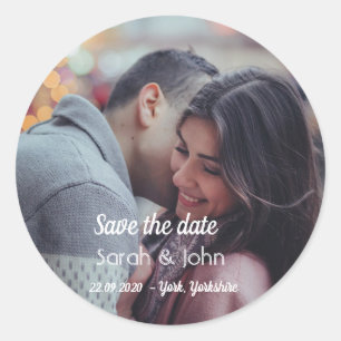 Simple Chic Photo Save the date Classic Sticker