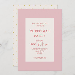 Simple Chic Pink Christmas Holiday Party Gold Dots