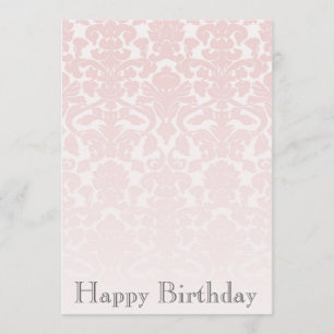 Simple Chic Pink Damask Birthday Invitation