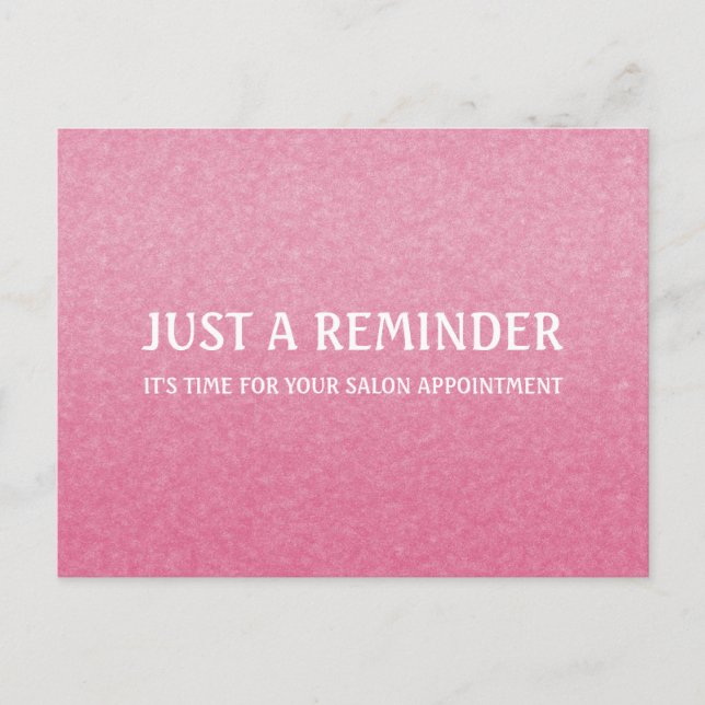 Simple Chic Pink Salon Appointment Reminder Postcard (Front)