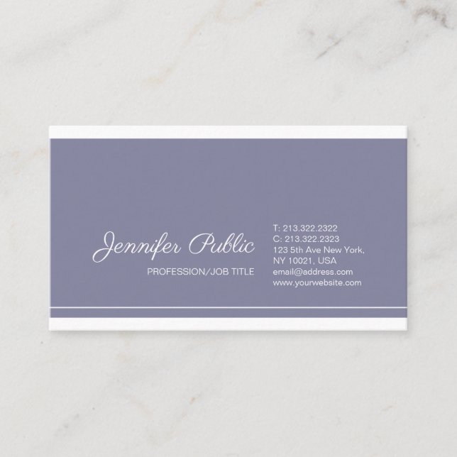 Simple Chic Plain Elegant Professional Modern Business Card (Front)