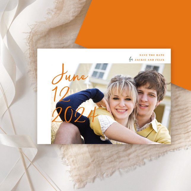 Simple Chic Retro Colourful Wedding Save The Date (Simple Chic Retro Colorful Wedding Save The Date)